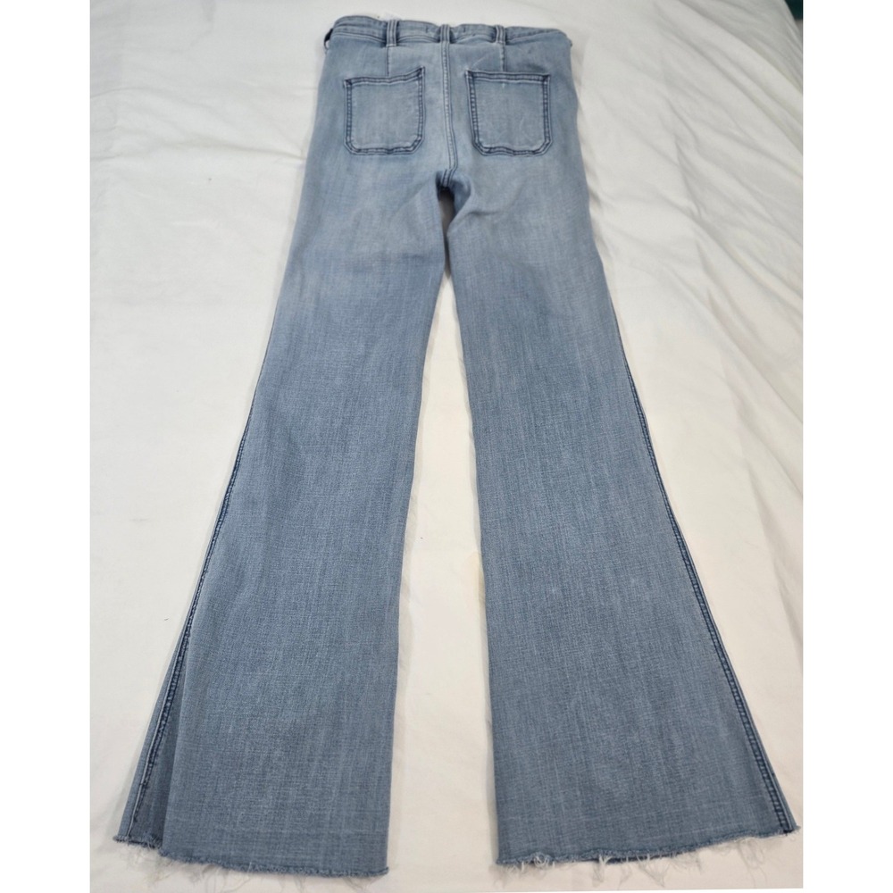 Abercrombie Fitch Flare Jeans Womens 26 High Rise Patch Pocket Button Fly Blue - Picture 4 of 12